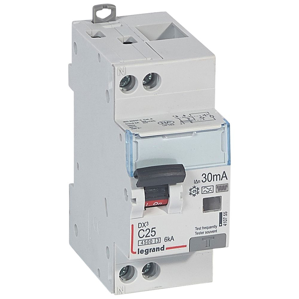 Legrand DX³ RCBO — 25A, 2 modules, IP20 — 410755