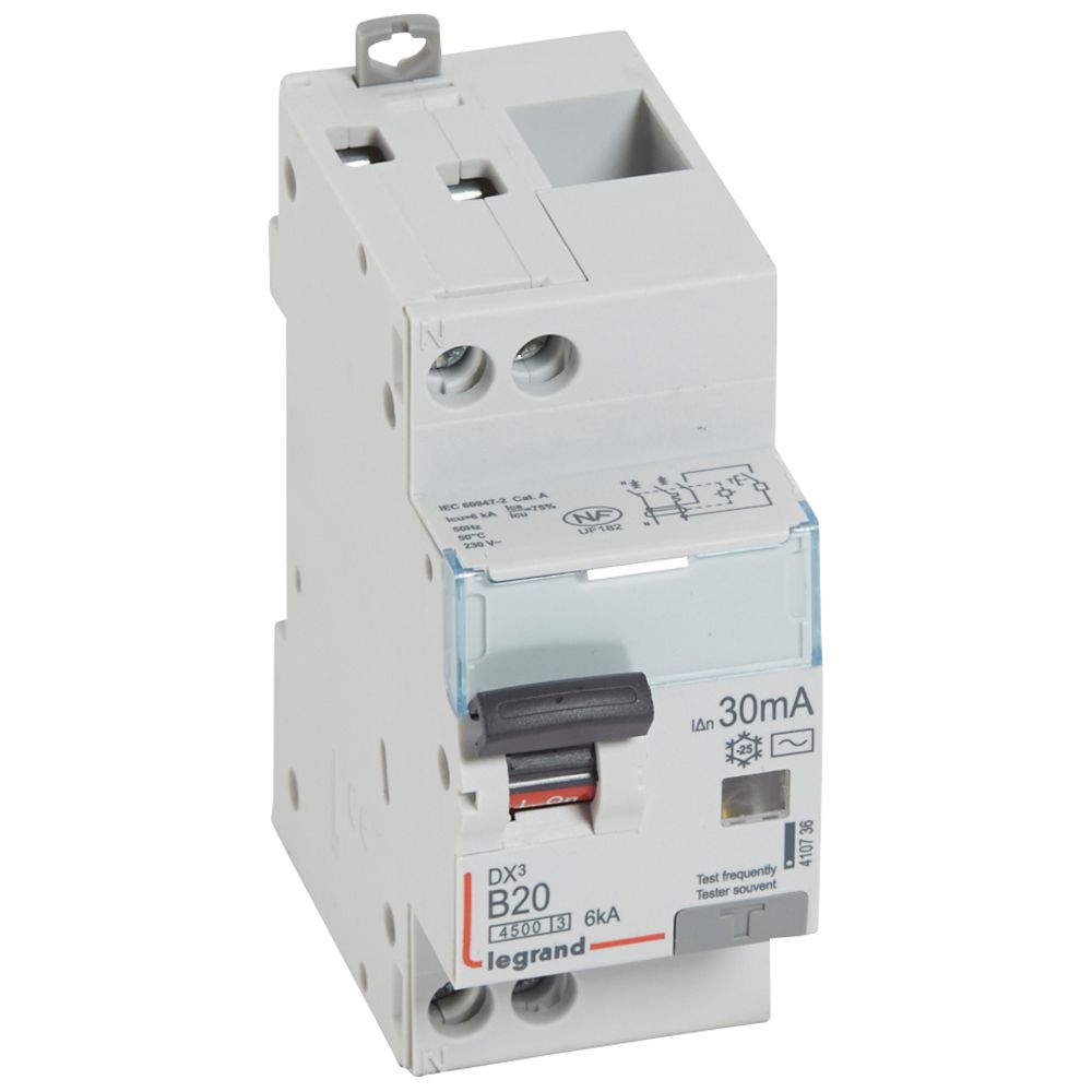 Legrand DX³ RCBO — 20A, 2 modules, IP20 — 410736
