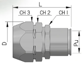 Metal fittings — Double locking fixed male T_6014