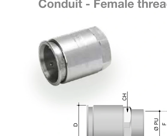 AISI 316L stainless steel quick coupling fittings — Conduit - Female thread 6112-xx