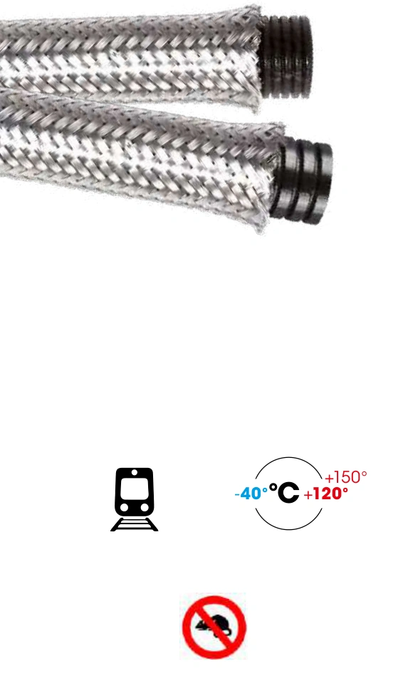 Polyamide flexible conduit — PA 6 protected by stainless steel braided sleeving (V0 UL94) 50nf-tx