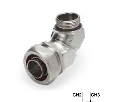 Metal fittings — 90° elbow in nickel plated brass 6025