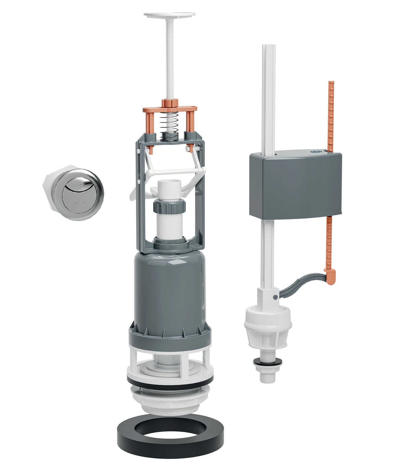 SOPAL — Push-button flush mechanism set with bottom-entry fill valve — 61E5A00