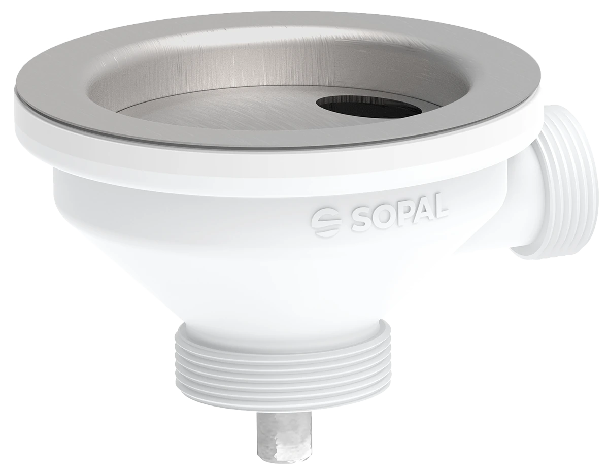 Stainless steel sink waste ø90 with overflow — SOPAL