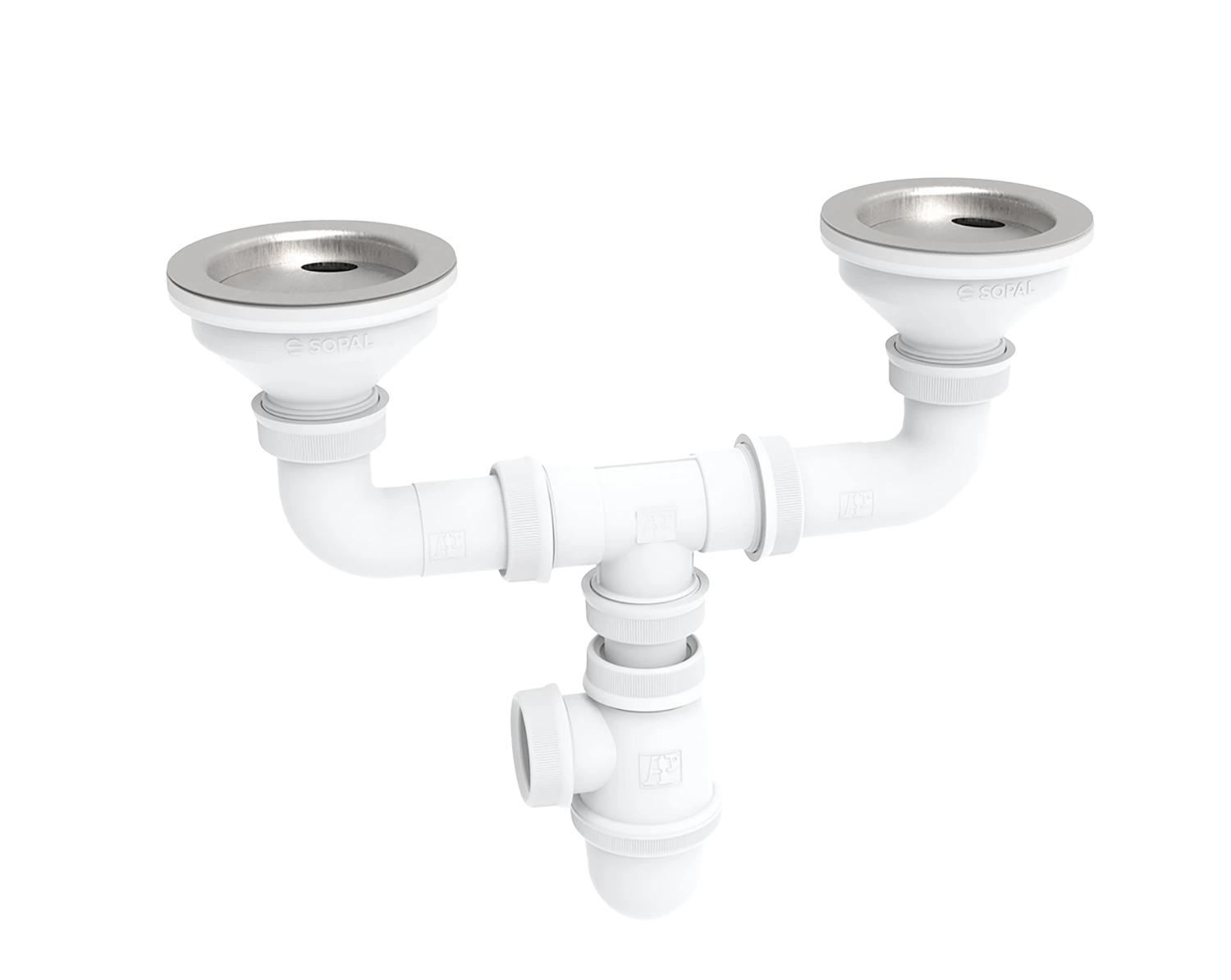 Stainless steel sink drainage assembly double-bowl standard — SOPAL