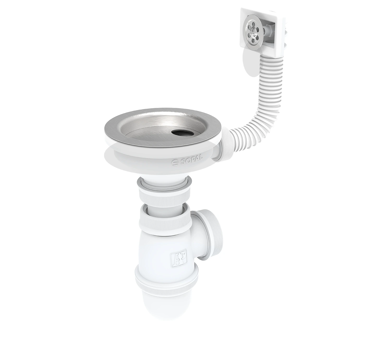 Stainless steel sink drainage assembly single-bowl with overflow — SOPAL