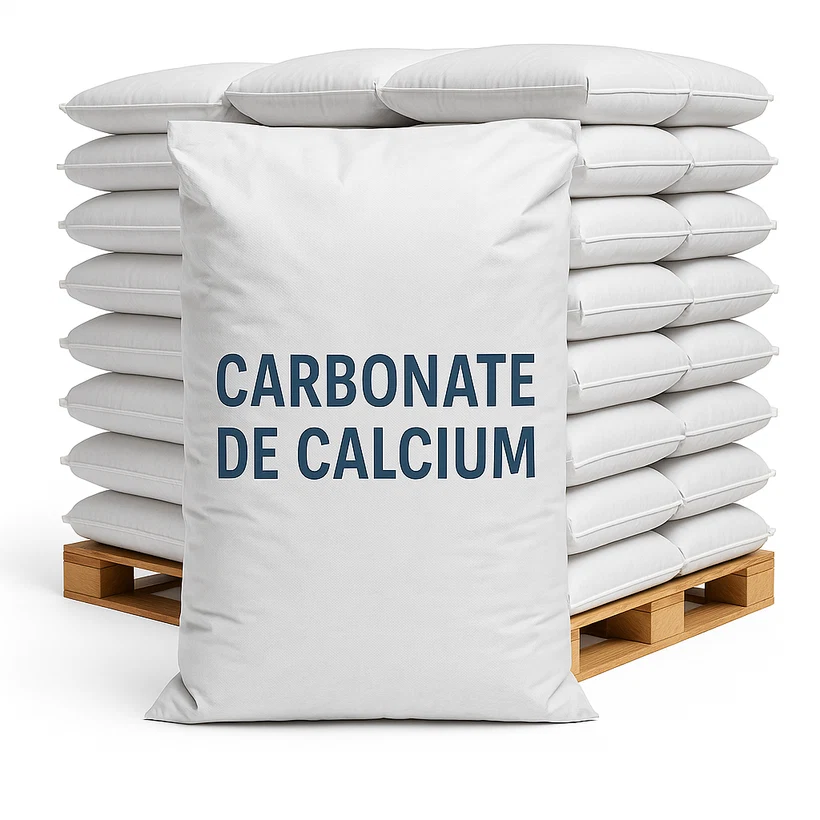 Charges minérales : carbonate de calcium, talc et quartz