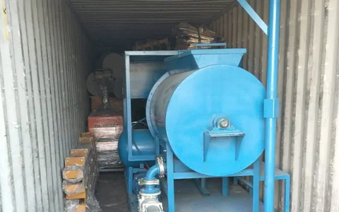Cellular concrete machine loaded into a container bound for Libreville