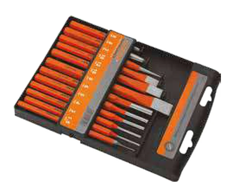 Set of pin punches, centre punches and chisels 12 pieces by ACEM — 512812