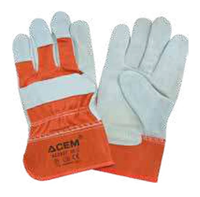 Leather-palm gloves split cowhide orange by ACEM — 122107