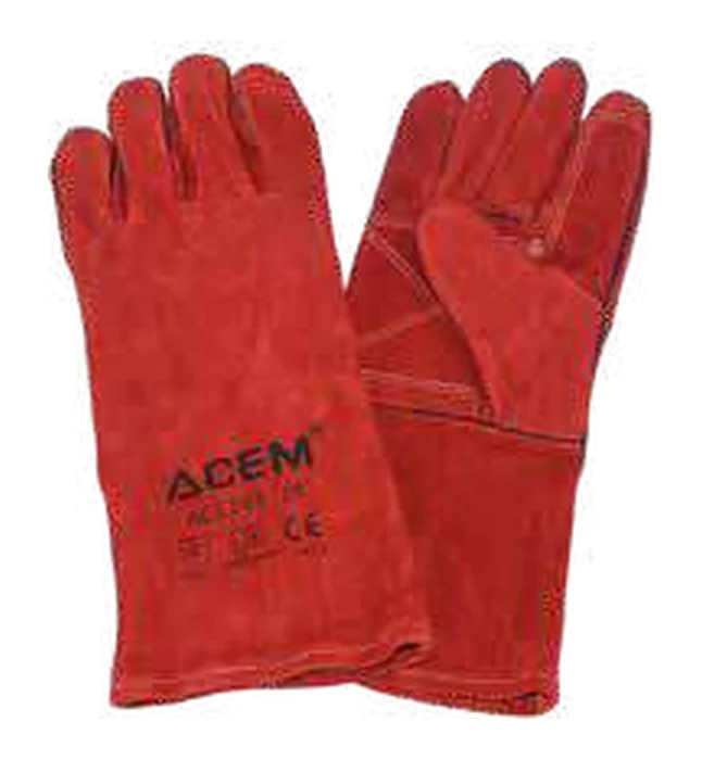 Gants soudeur en cuir tout croûte de bovin rouge ACEM — 121143