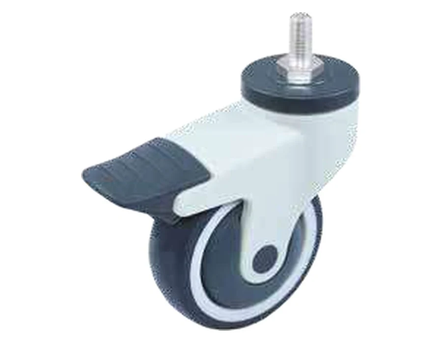 Medical caster in nylon with stem m12x25mm threaded and brake — 801400