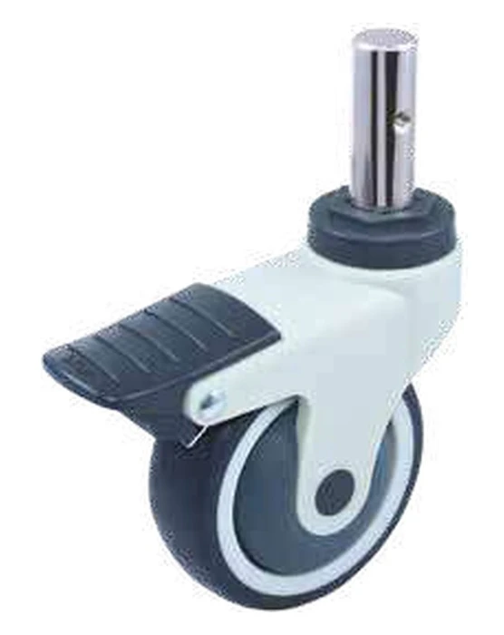 Medical caster in nylon with axle m21.5x55mm and brake by ACEM — 801400