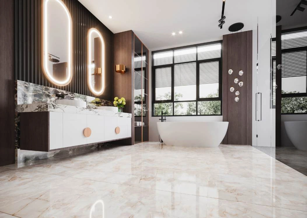 Marble-effect porcelain tiles — collection