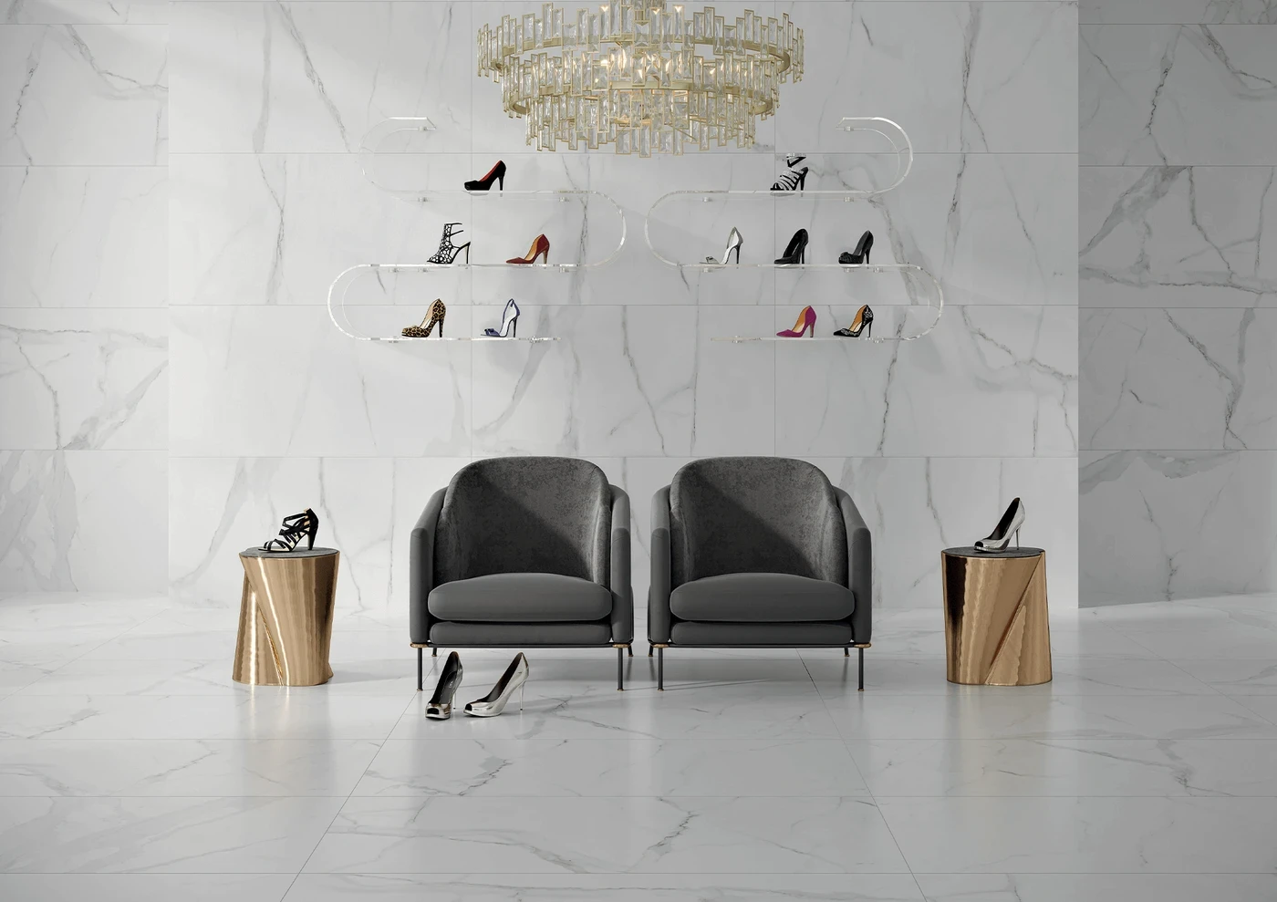 Carrara Gloss 60 × 120 cm — Grès cérame
