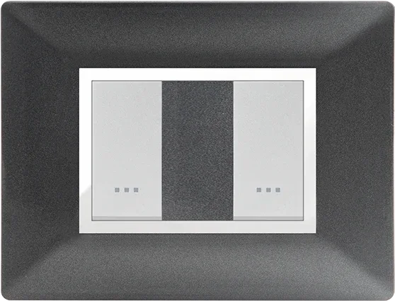 STIEL ALPHA Élégance 2-module rectangular metallic black cover plate with chrome trim