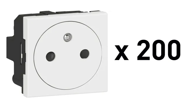 Legrand Mosaic Surface 2P+E sockets, 2 modules, pack of 200 — 077199L
