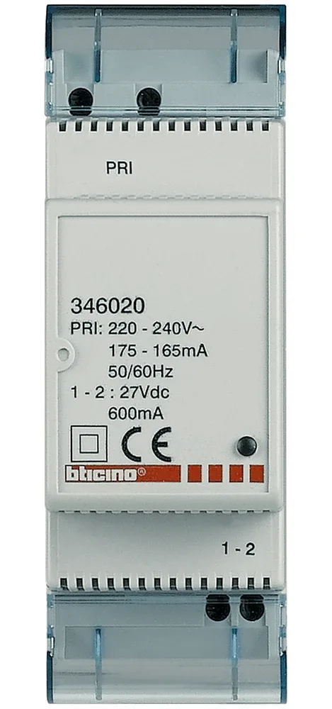 BTICINO power supply — 2 modules, IP30 — 346020