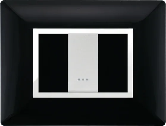 STIEL ALPHA Élégance 1-module rectangular black cover plate with chrome trim