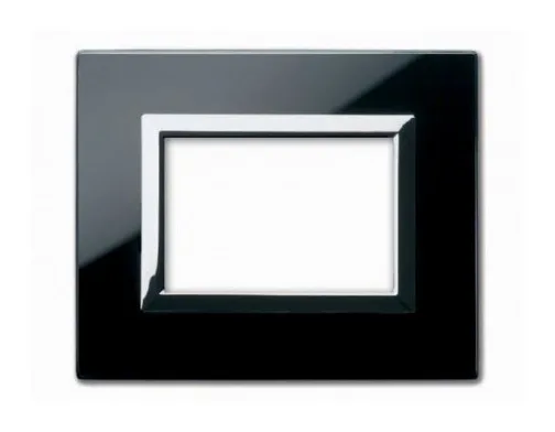 Plate VERA 44 rectangular in glass absolute black 3 modules — SOMEF 44PV3NAL