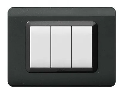Plate technopolymer 44 rectangular dark grey 3 modules — SOMEF 44PY03GSL