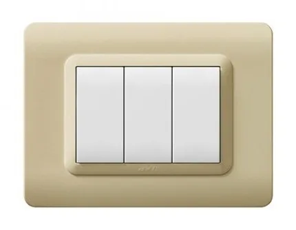 Plaque technopolymere 44 rectangulaire champagne 3 modules — SOMEF 44PY03CHO