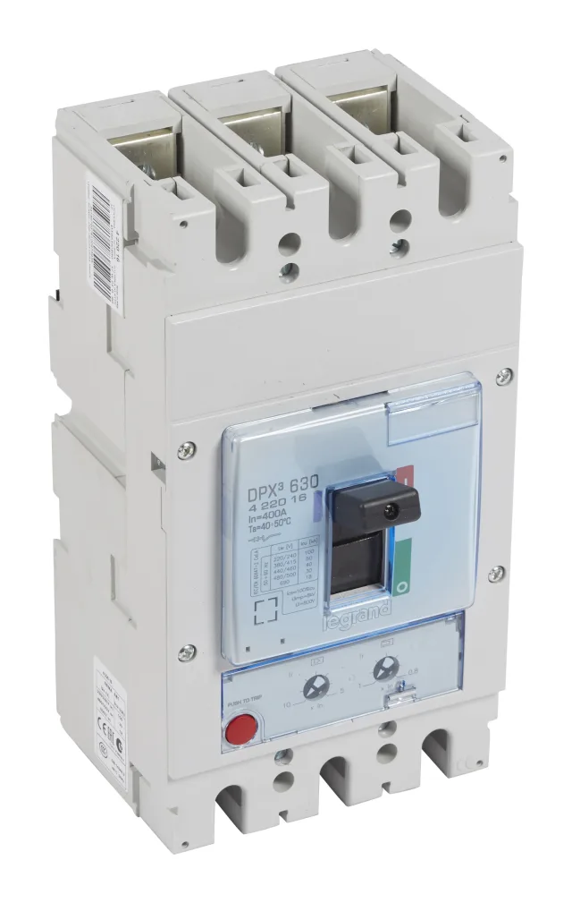 Legrand DPX³ 630 thermal-magnetic moulded-case circuit breaker — 400A, 3 poles, 50kA Icu at 400V, IP30 — 422016