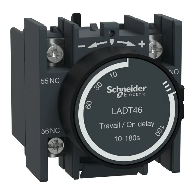 TeSys Deca LADT46 time delay auxiliary block — 10 to 180 s, on-delay