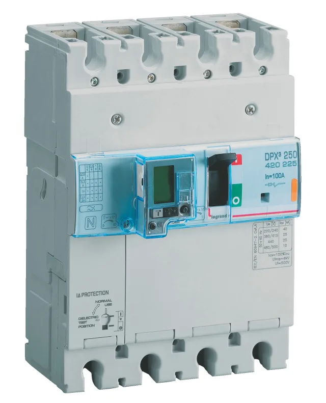 Legrand DPX³ 250 thermal-magnetic moulded-case circuit breaker — 200A, 4 poles, 36kA Icu at 400V, IP30 — 420248