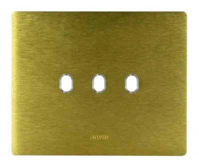 Plate NEW STYLE 44 rectangular aluminium colour gold brushed 3 modules 3 controls — SOMEF 44PANQ03ORO
