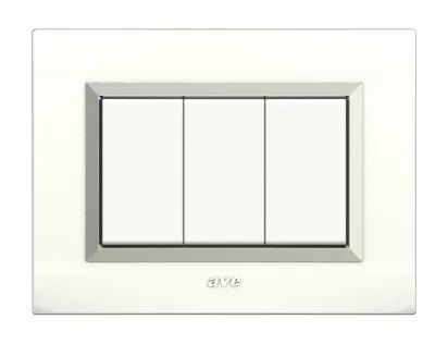 Plates NOVA 45 rectangular white with frame chrome 3 modules — SOMEF 45PLN03BBC