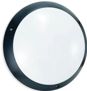 STIEL metallic black E27 polycarbonate bulkhead light with motion detector