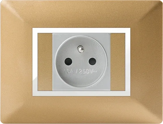 STIEL ALPHA Élégance for socket rectangular gold cover plate with chrome trim
