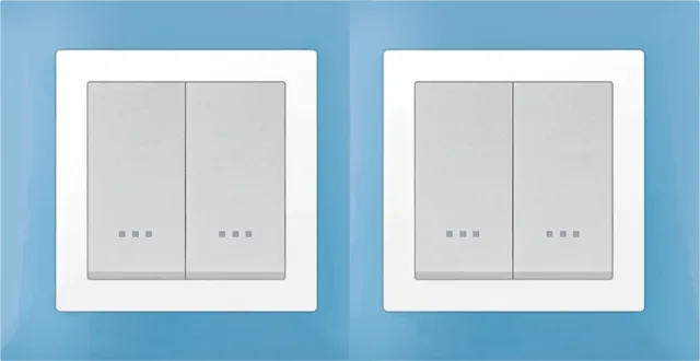 STIEL ALPHA Quadro 4-module square pastel blue cover plate with chrome trim
