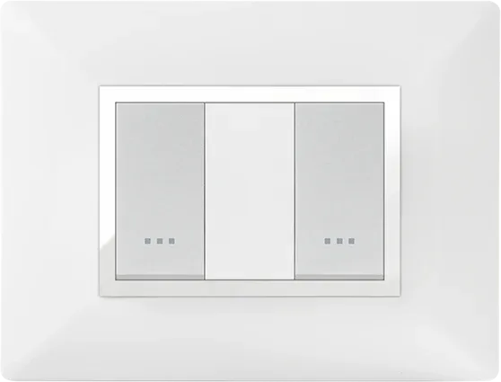 STIEL ALPHA Élégance 2-module rectangular snow white cover plate with chrome trim