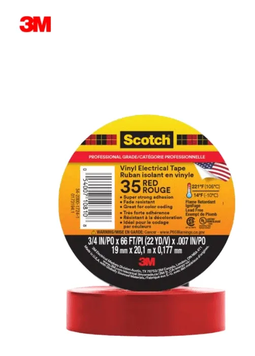 Electrical insulating tape — Red Scotch 35+ tape – 3/4 inch — 3M