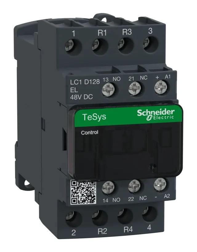 TeSys Deca LC1D128EL contactor — 4P, 25 A AC-1, 48 V Low consumption DC control