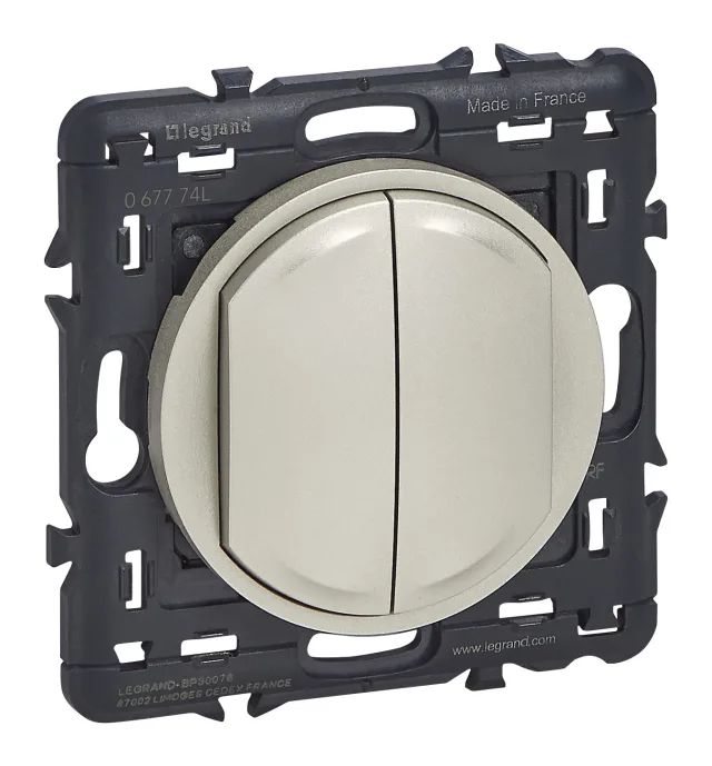 Commande double sans fils, sans pile Self-e Céliane with Netatmo pour éclairage et prises - enjoliveur titane — Legrand