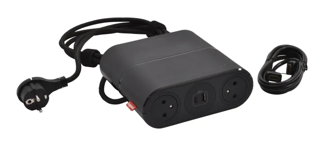 Legrand Incara mobile power strip — 250V, IP3XD, Black — 654881