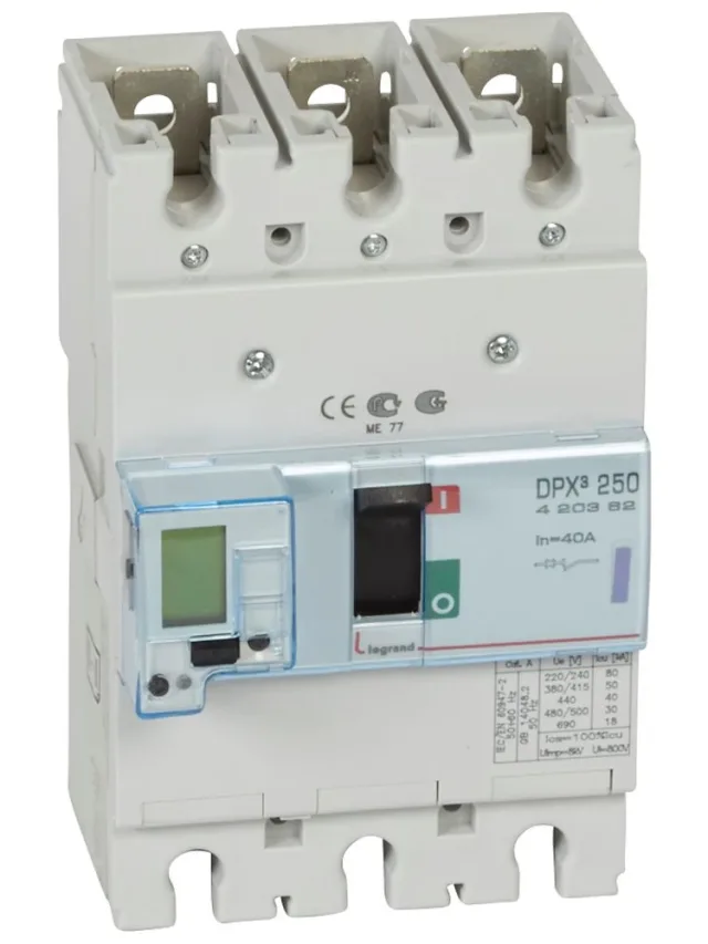 Disjoncteur électronique DPX³250 pouvoir de coupure 50kA 400V~ – 3P – 40A — Legrand — 420362