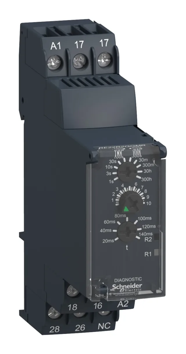 Relais temporisé modulaire RE22R2QGMR — 24…240 V AC/DC