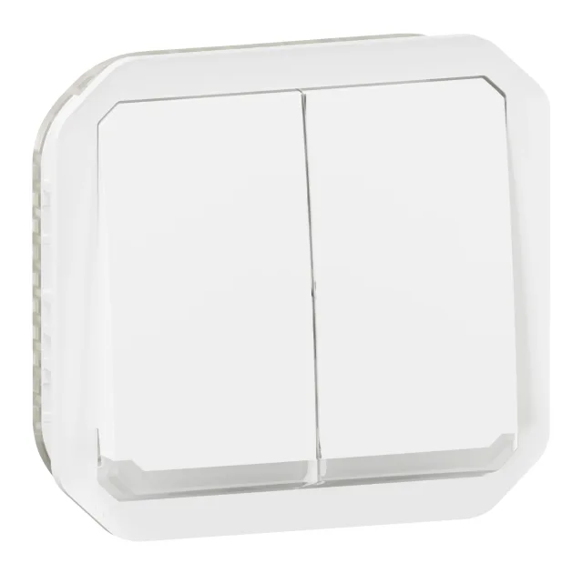 Commande double étanche pour réaliser 3 fonctions lumineuses Plexo IP55 IK08 avec enjoliveur finition blanc — Legrand — 069626L