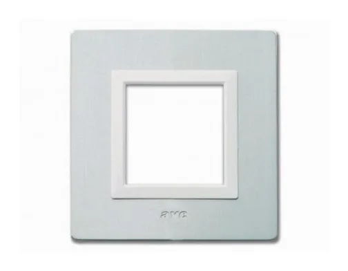Plate VERA 44 square aluminium natural brushed 2 modules — SOMEF 44PA22ALS