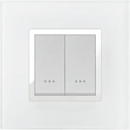 Plaque carrée 2 modules verre blanc STIEL ALPHA Prestige
