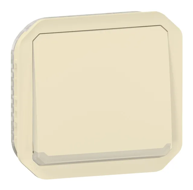 Poussoir NO-NF lumineux avec voyant étanche Plexo 10A IP55 IK08 avec enjoliveur finition sable — Legrand — 069826L