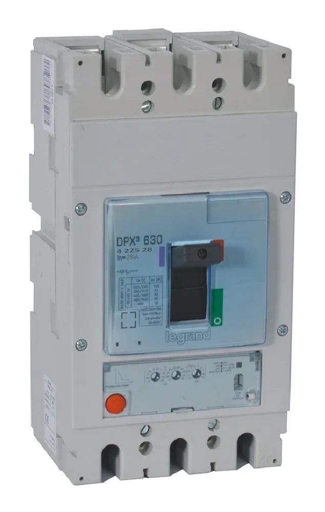 Legrand DPX³ 630 electronic S1 moulded-case circuit breaker — 250A, 3 poles, 100kA Icu at 400V, IP30 — 422528
