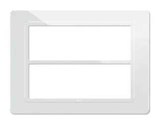Plaque technopolymere 44 rectangulaire blanc 6+6 modules — SOMEF 44PY012B