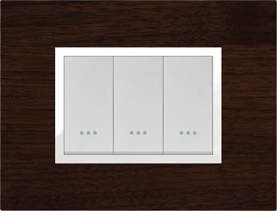 STIEL ALPHA Prestige 3-module rectangular solid walnut cover plate