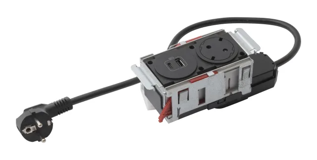 Legrand Incara furniture power module — 250V, IP20, Black — 654749