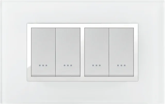 STIEL ALPHA Prestige 4-module rectangular white glass cover plate